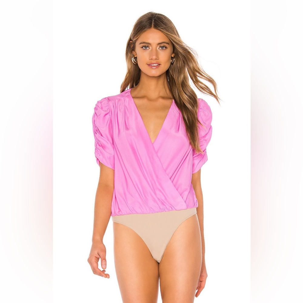 Amanda Uprichard Arabella Bodysuit in Pompei Pink